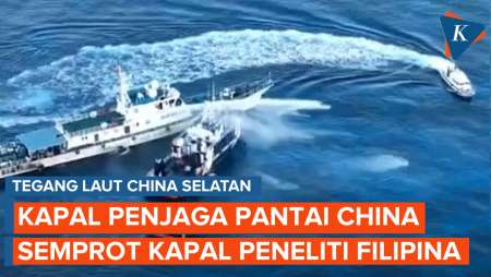 Tegang Laut China Selatan! Kapal Penjaga Pantai China Semprot Kapal Peneliti Filipina