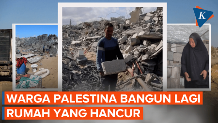 Momen Warga Palestina Kembali Ke Gaza Utara, Bangun Lagi Rumah Yang Hancur