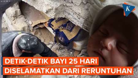 Detik-detik Penyelamatan Bayi dari Reruntuhan di Gaza