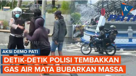 Detik-detik Sabhara dan Brimob Tembakkan Gas Air Mata ke Arah Massa Demo Pati