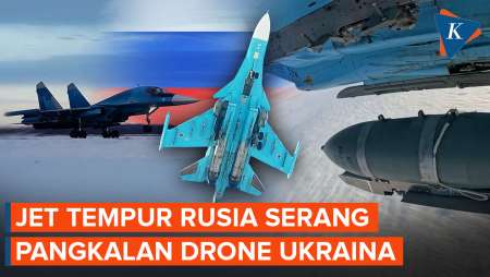Detik-detik Jet Tempur Su-34 Rusia Serang Pangkalan Drone Ukraina