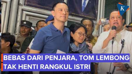 Rangkulan Tom Lembong dan Sang Istri Usai Bebas dari Penjara