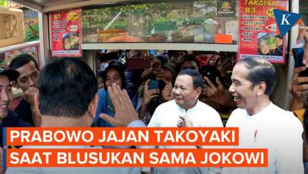 Prabowo Antre Jajan Takoyaki Saat Blusukan Bareng Jokowi