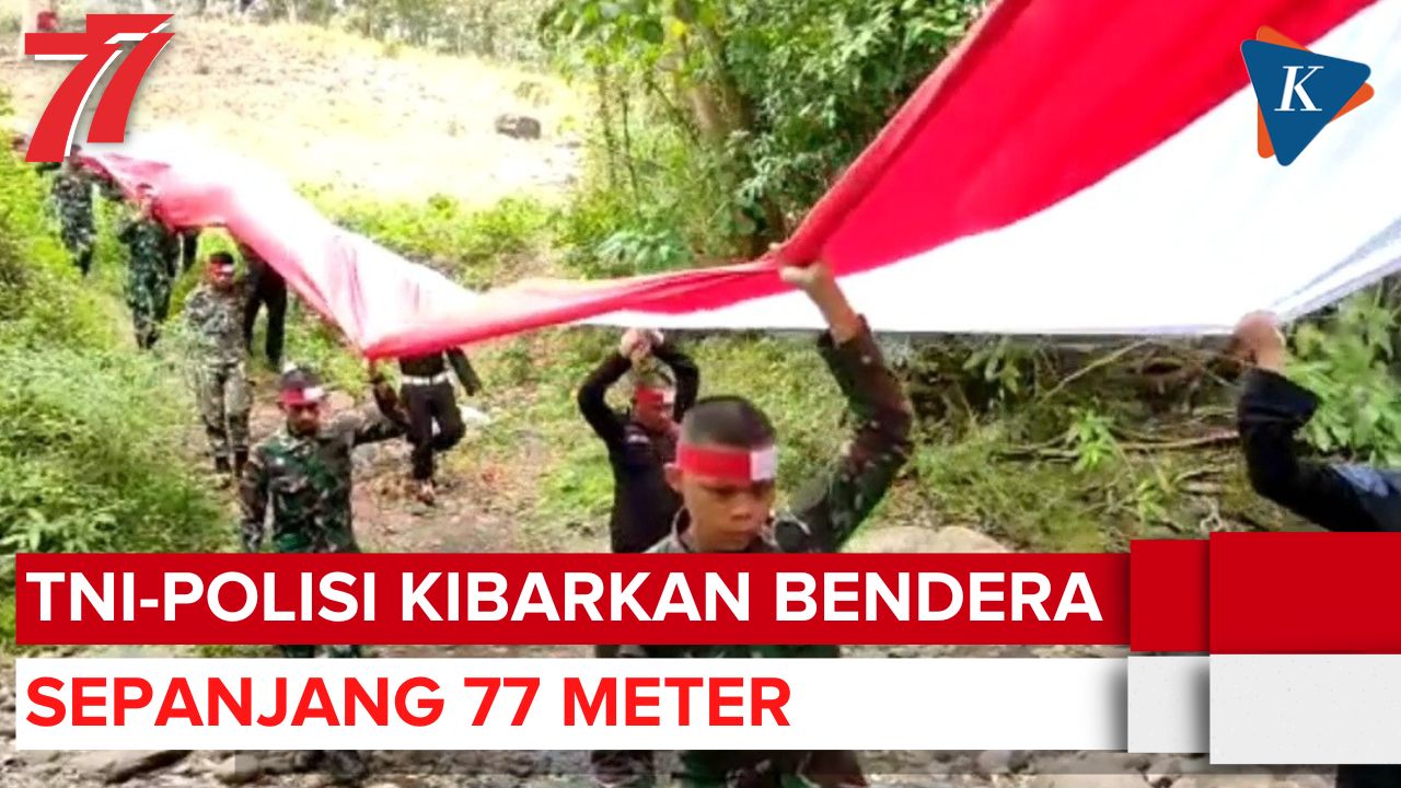 TNI dan Polda Sulsel Kibarkan Bendera Merah Putih Sepanjang 77 Meter