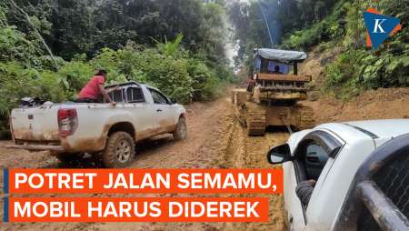 Potret Jalan Semamu ke Binuang Kaltara, Rute Ekstrem Tanah Berbatu