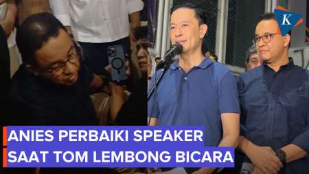 Momen Anies Perbaiki Speaker Saat Tom Lembong Bicara ke Media Usai Bebas Penjara