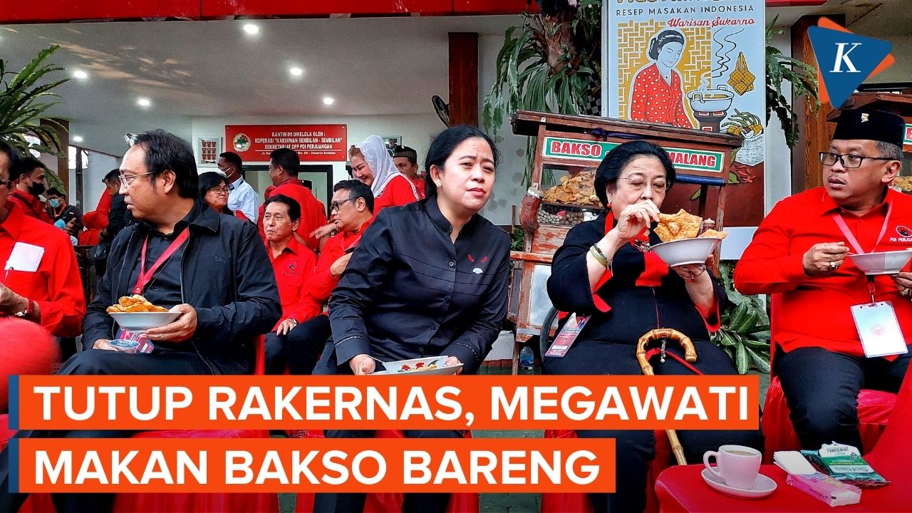 Tutup Rakernas PDI Perjuangan, Megawati dan Puan Makan Bakso Bersama Anggota