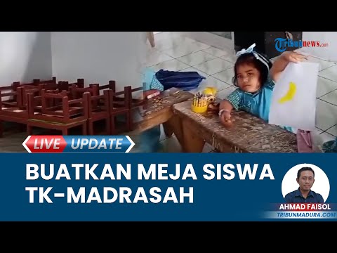 Lapuk Dimakan Rayap, Kades Dan Polsek Socah Buatkan Meja Belajar Siswa TK-Madrasah Di Bangkalan